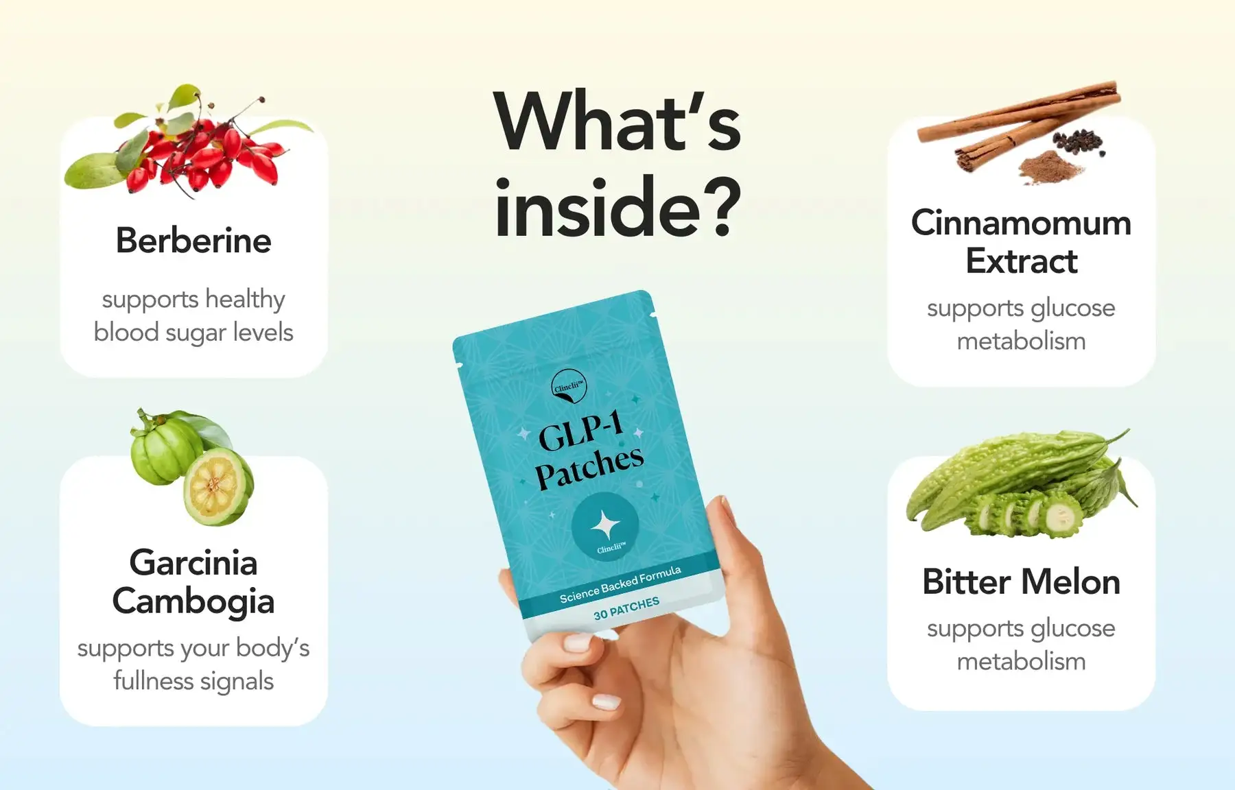 Clinclii™ GLP1 Patches, Clinclii™ GLP1 Support Patch for Men and Women, Natural Ingredients Cosmetic Patch