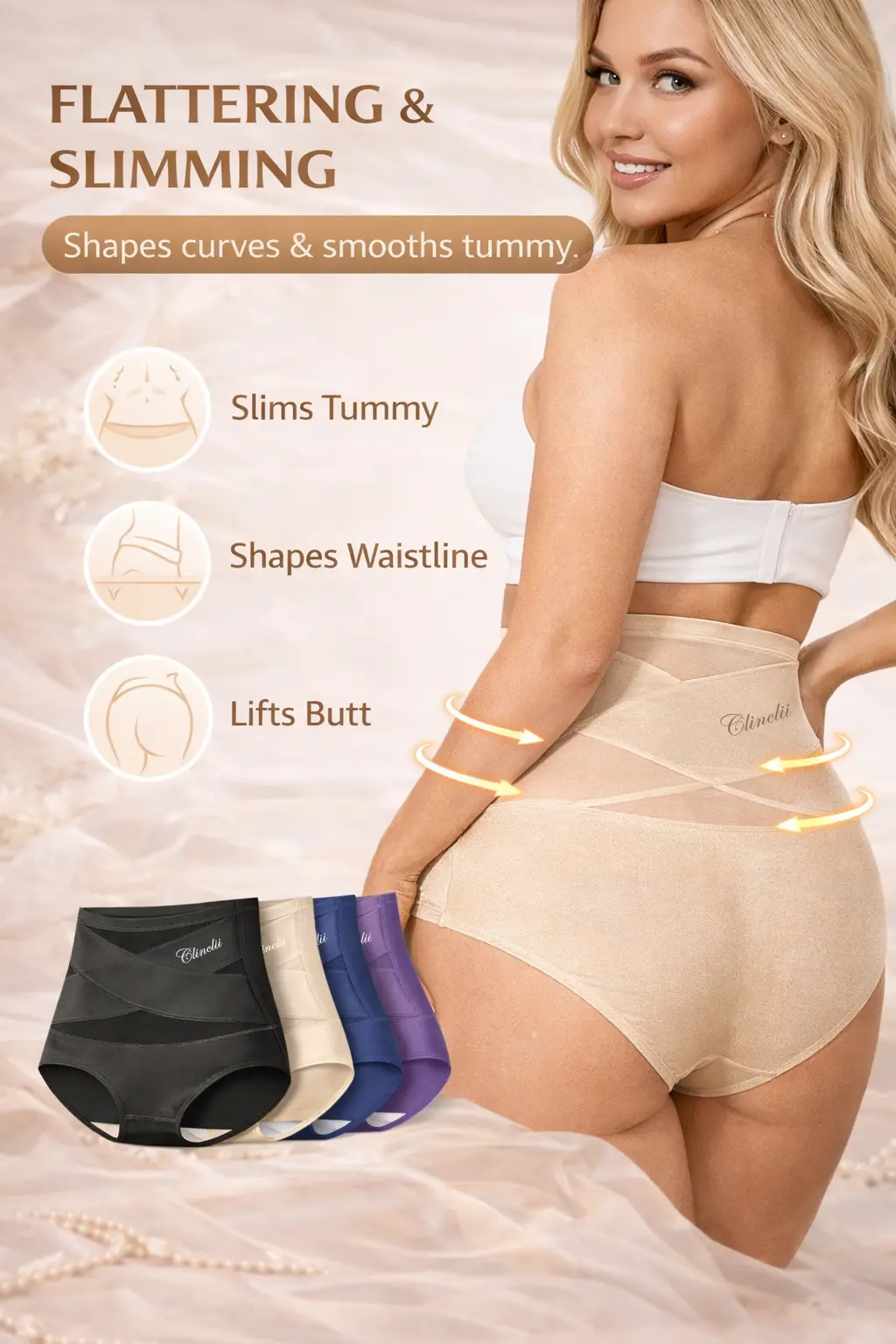 Clinclii™ SculptFit High-Waist Shaping Panties | Seamless Tummy Control & Full Coverage Lift