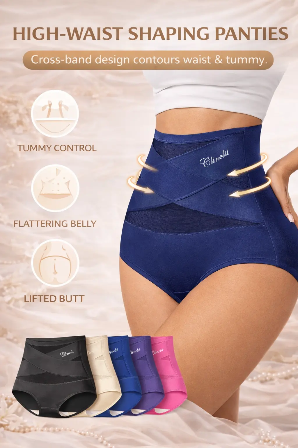 Clinclii™ SculptFit High-Waist Shaping Panties | Seamless Tummy Control & Full Coverage Lift