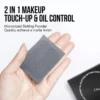 Clinclii 2-in-1 Oil Blotting Sheets with Powder, Face Shine Control Blotting Paper for Oily Skin, Portable Oil Absorbing Sheets with Mirror, Puff & Refillable Case, 500 Sheets