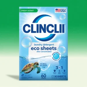 CLINCLII Hojas de Detergente para Ropa — Aroma Fresco, 60 Lavadas
