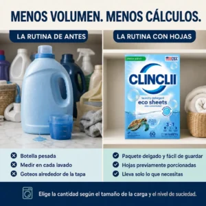 CLINCLII Hojas de Detergente para Ropa — Aroma Fresco, 60 Lavadas