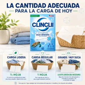 CLINCLII Hojas de Detergente para Ropa — Aroma Fresco, 60 Lavadas