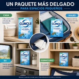 CLINCLII Hojas de Detergente para Ropa — Aroma Fresco, 60 Lavadas