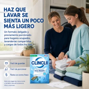 CLINCLII Hojas de Detergente para Ropa — Aroma Fresco, 60 Lavadas