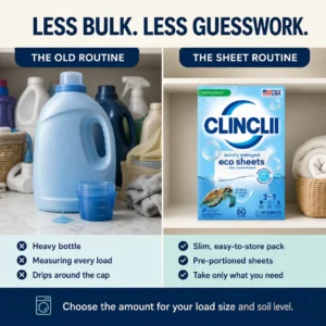 CLINCLII Laundry Detergent Eco Sheets — Fresh Scent, 60 Loads