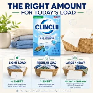 CLINCLII Laundry Detergent Eco Sheets — Fresh Scent, 60 Loads