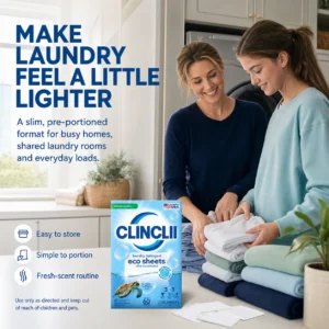 CLINCLII Laundry Detergent Eco Sheets — Fresh Scent, 60 Loads