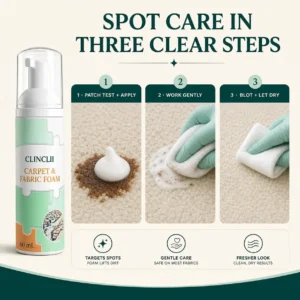 CLINCLII Carpet & Fabric Foam Spot Cleaner — 60 mL + Towel